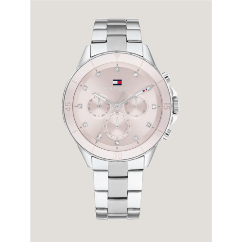 TOMMY HILFIGER Watch with Sub-Dials and Pink Bezel